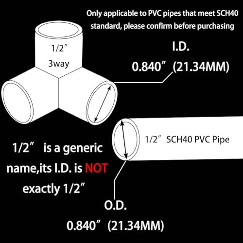 PVC Fittings Elbow Furniture Grade Connector 3 Way for DIY 1/2 Inch 10