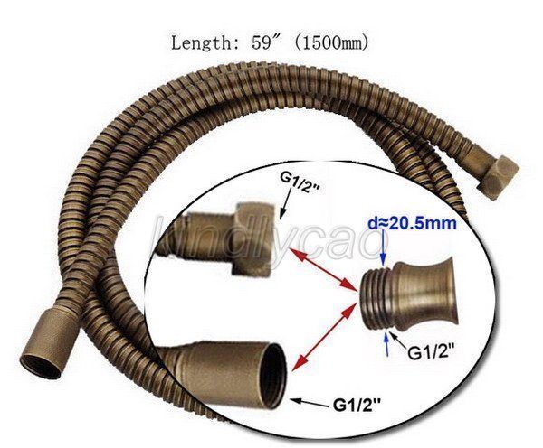 1.5M Antique Brass Flexible Shower Hose Bathroom Heater Water Head Pipe Kba024