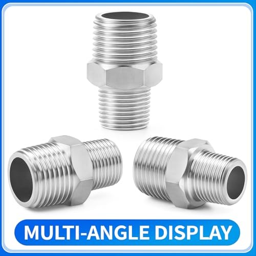 304 Stainless Steel Pipe Fitting, Reducer Hex Nipple 1/2″ NPT x 3/8″ NPT 6