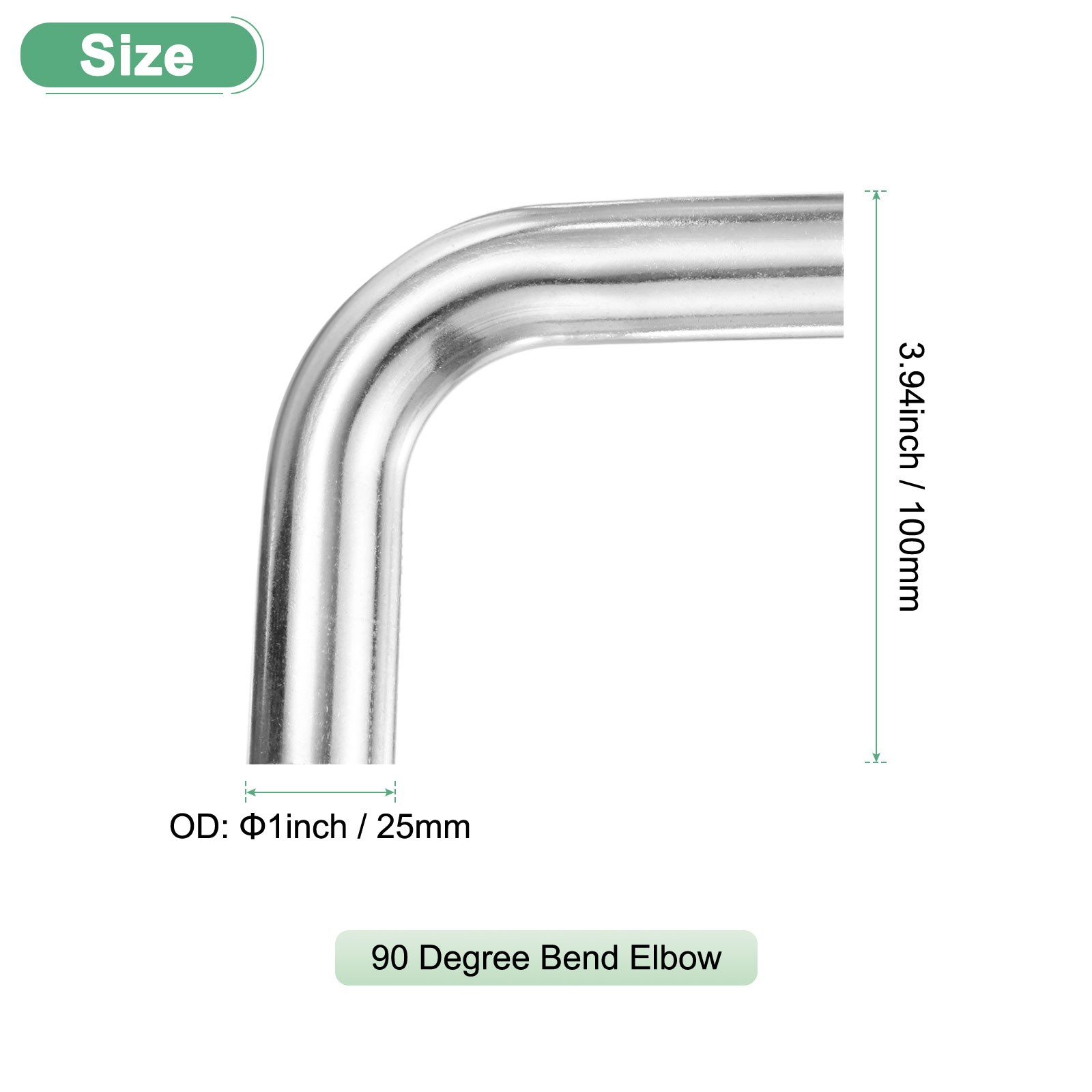 OD 1 Inch 90 Degree Mandrel Bend Elbow, Thicken 1.5 mm Height 100 mm