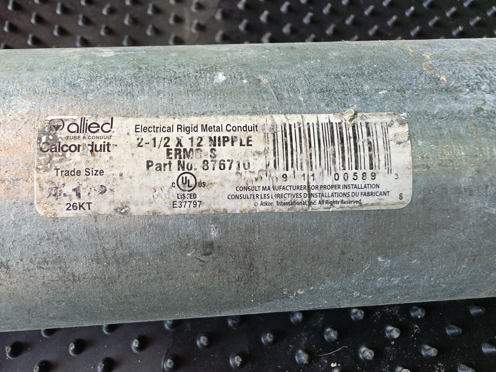 ALLIED TUBE & CONDUIT Nipple,2-1/2 in. x 12 in.,GRC: 2 1/2 in Trade Size, Steel