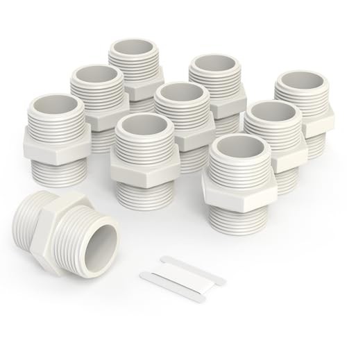 10Pcs 1″ PVC Pipe Fittings Nipple, G 1 Male X G 1 Male PVC Coupling 1″,10Pcs