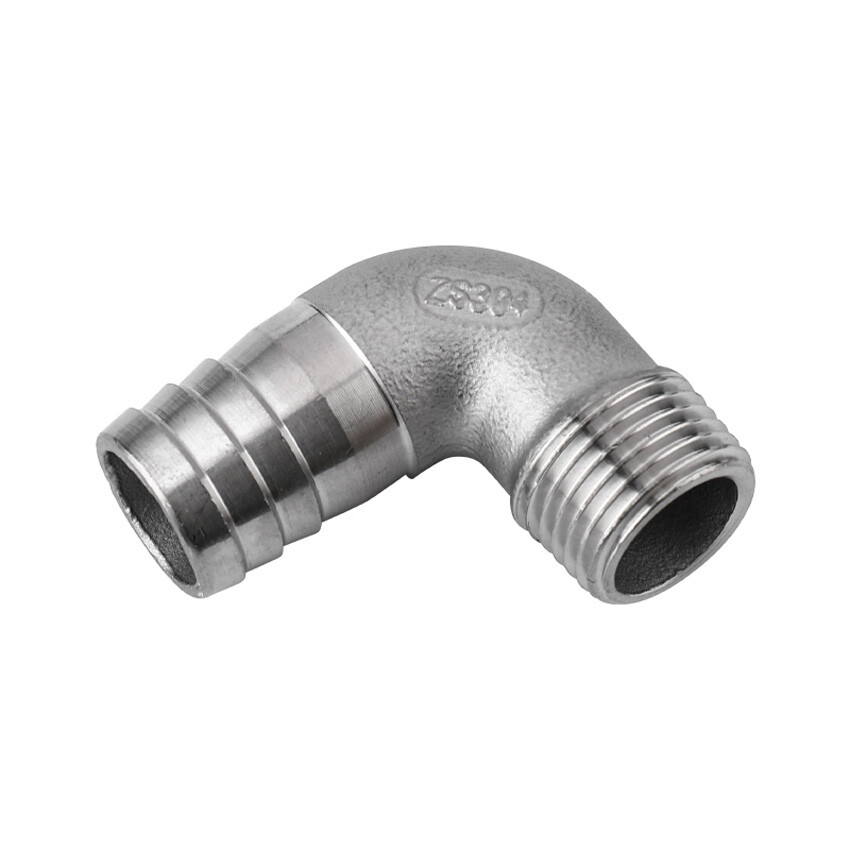 1/4″-1.2″ Stainless Steel Male Thread Fitting Hose Tail Elbow 90° Barb Connector