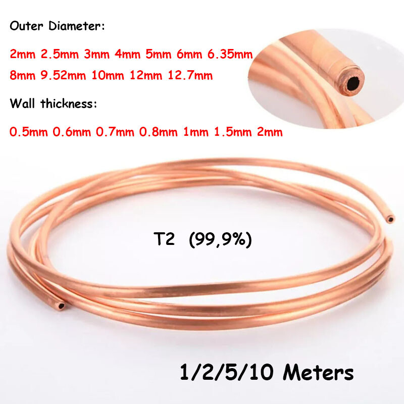 Copper Pipe Ø 2/2.5/3/4/5/6/6.35/8/9.52-12.7mm Soft Copper Pipe Copper Pipe Ring