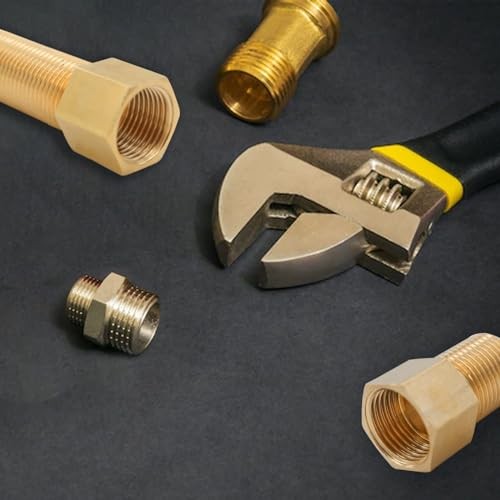 5PCS Extension Brass Pipe Fitting, 1/2″ Female to 1/2″ Male Pipe Hex Bushing