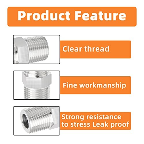 PCS 30Stainless Steel Pipe Fitting, Hex Nipple Hex 1/8″ NPT（ Stainless Steel） 4
