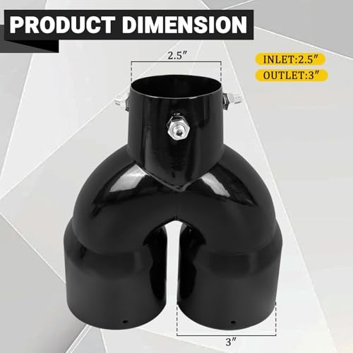 Dual Exhaust Tips with 2.5 inch Inlet 3 inch Outlet, Bent Stainless Black-Bent