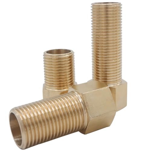 5PCS Extension Brass Pipe Fitting, 1/2″ Female to 1/2″ Male Pipe Hex Bushing