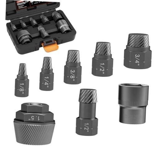 1.5″ Tub Drain & Pipe Nipple Extractor Set, 8PCS Plumbing Tools Kit | Remove