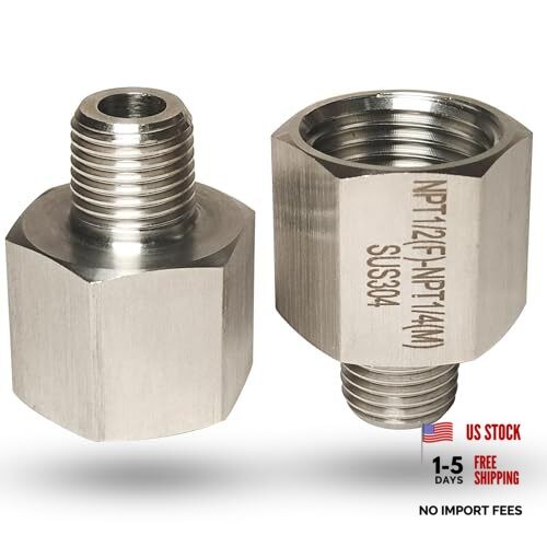 1/4 Inch Male to 1/2 Inch Female Reducer Adapter, 304 1/2 female X 1/4 male