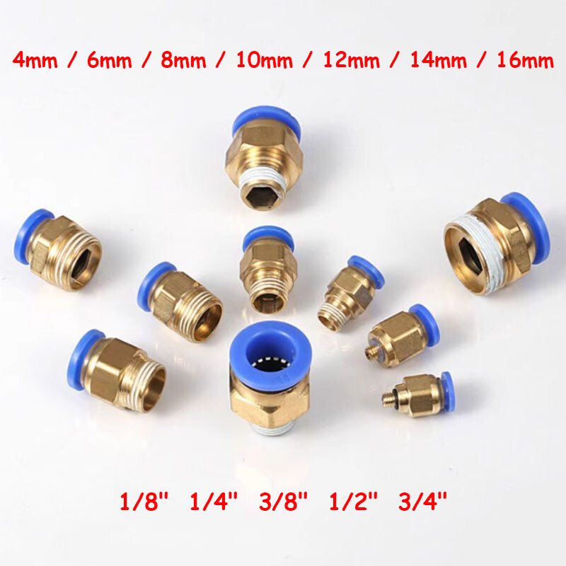 4/6/8/10 – 16mm Male Stud Push In Fit Pneumatic Fittings for Air Water Hose Tube