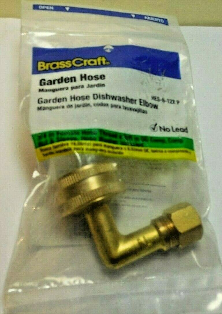 BRASSCRAFT HES-6-12X P GARDEN HOSE DISHWASHER ELBOW 3/4″ FEMALE X 3/8″OD,NEW