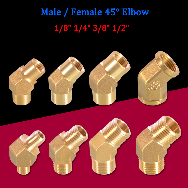 1/8″ 1/4″ 3/8″ 1/2″ BSP Male/Female Thread Brass Pipe Connector 45 Degree Elbow