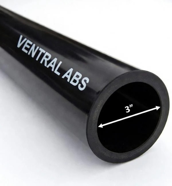 VENTRAL DWV Drain Pipe – Black ABS Custom Size and Length 3″ (3.0) Inch