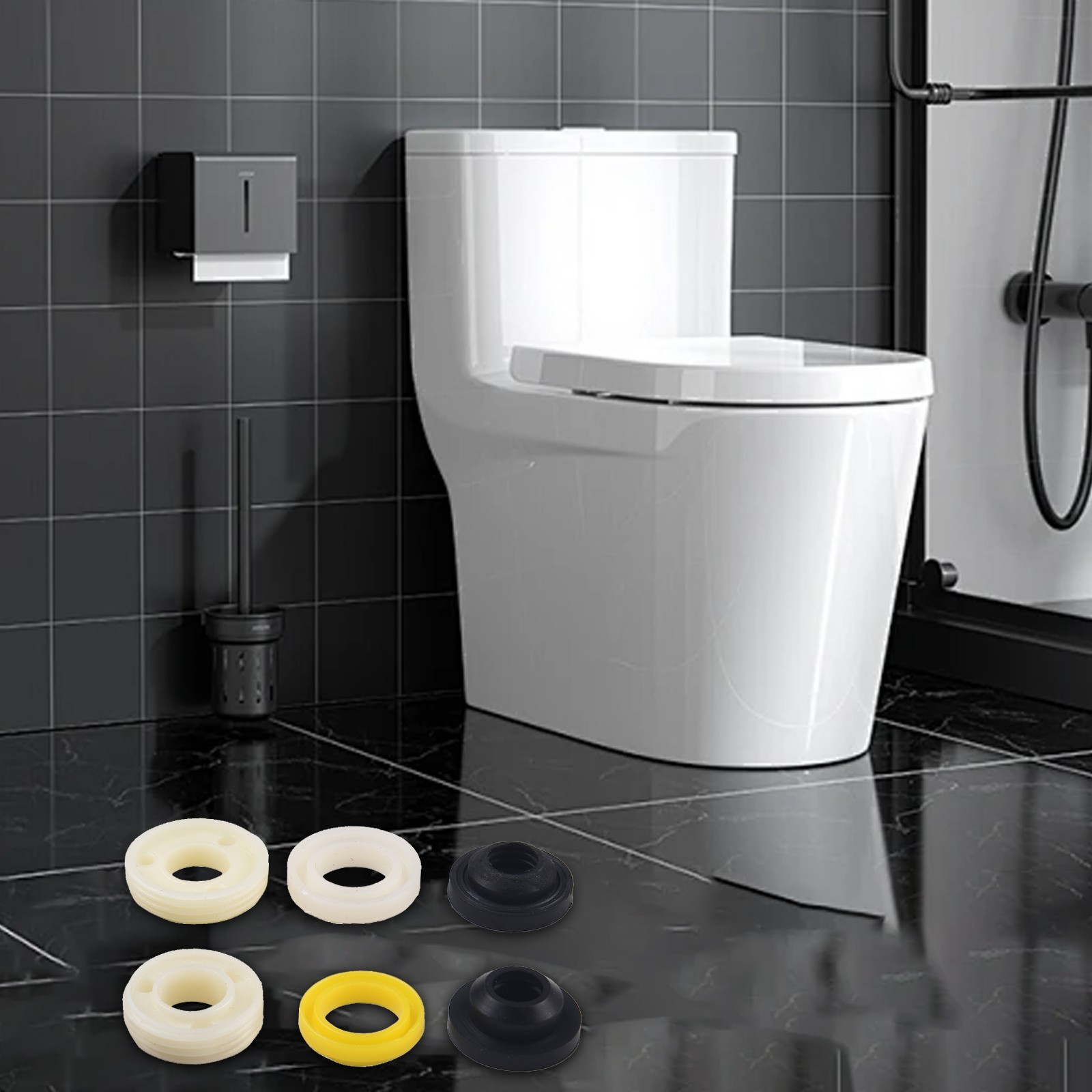 Secure Your Bathroom Set of 6 Nonslip Fixings for Seat with Rubber Gasket