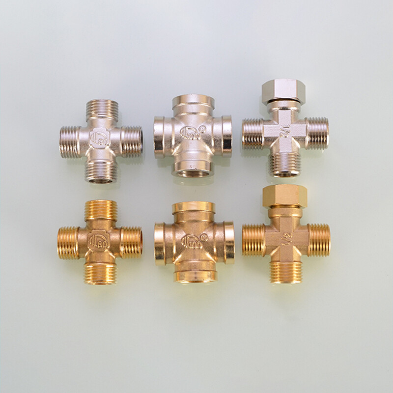 Brass Cross Equal Male/Female Thread 4-Way Connector Pipe Fitting 1/4″ 3/4″ BSP