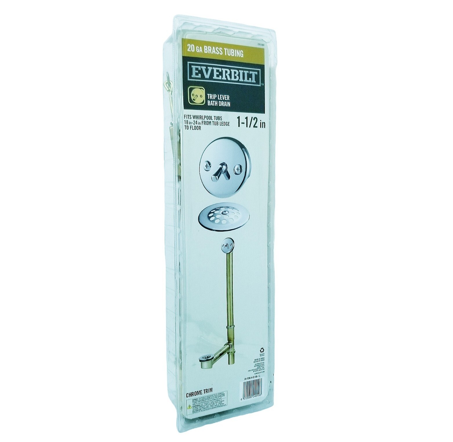 Everbilt Trip Lever 1-1/2 in. 20-Gauge Brass Pipe Bath Waste and Overflow Drain