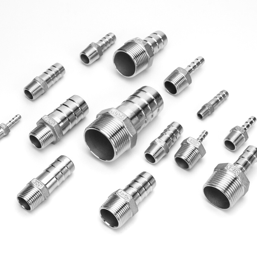 BSP 1/8″ to 2″ Male Thread Stainless Steel Fitting Barb Hose Tail End Connector