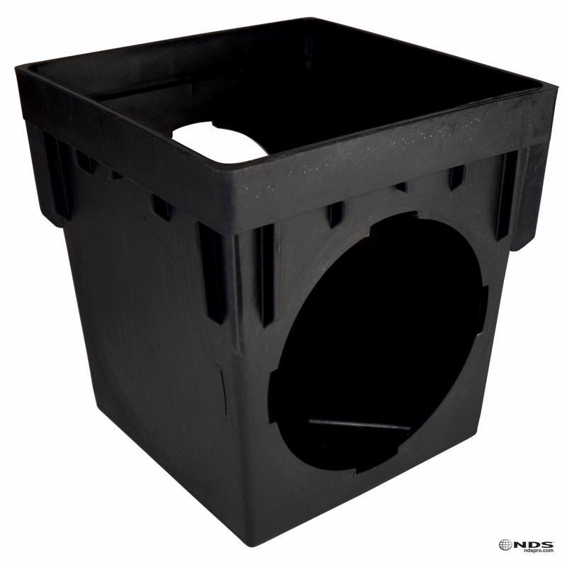 NDS 900 2-Holes Polyethylene Black Square Catch Basin 4 x 9.5 W x 10 Dia. in.