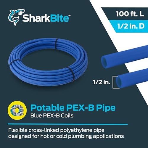 x 100 Feet Blue PEX-B, PEX Pipe Flexible Water Tubing 1/2 Inch 100 Foot Coil