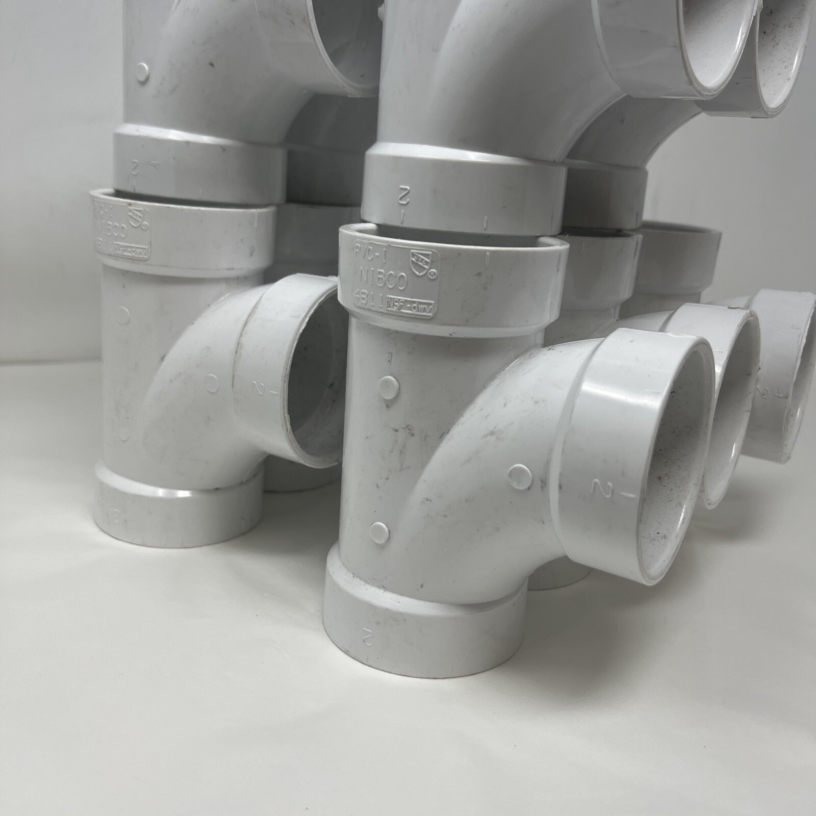 Lot of 10 Nibco 2″ PVC DWV Hub x Hub x Hub Sanitary Tee C4811HD2 Pipe Fitting