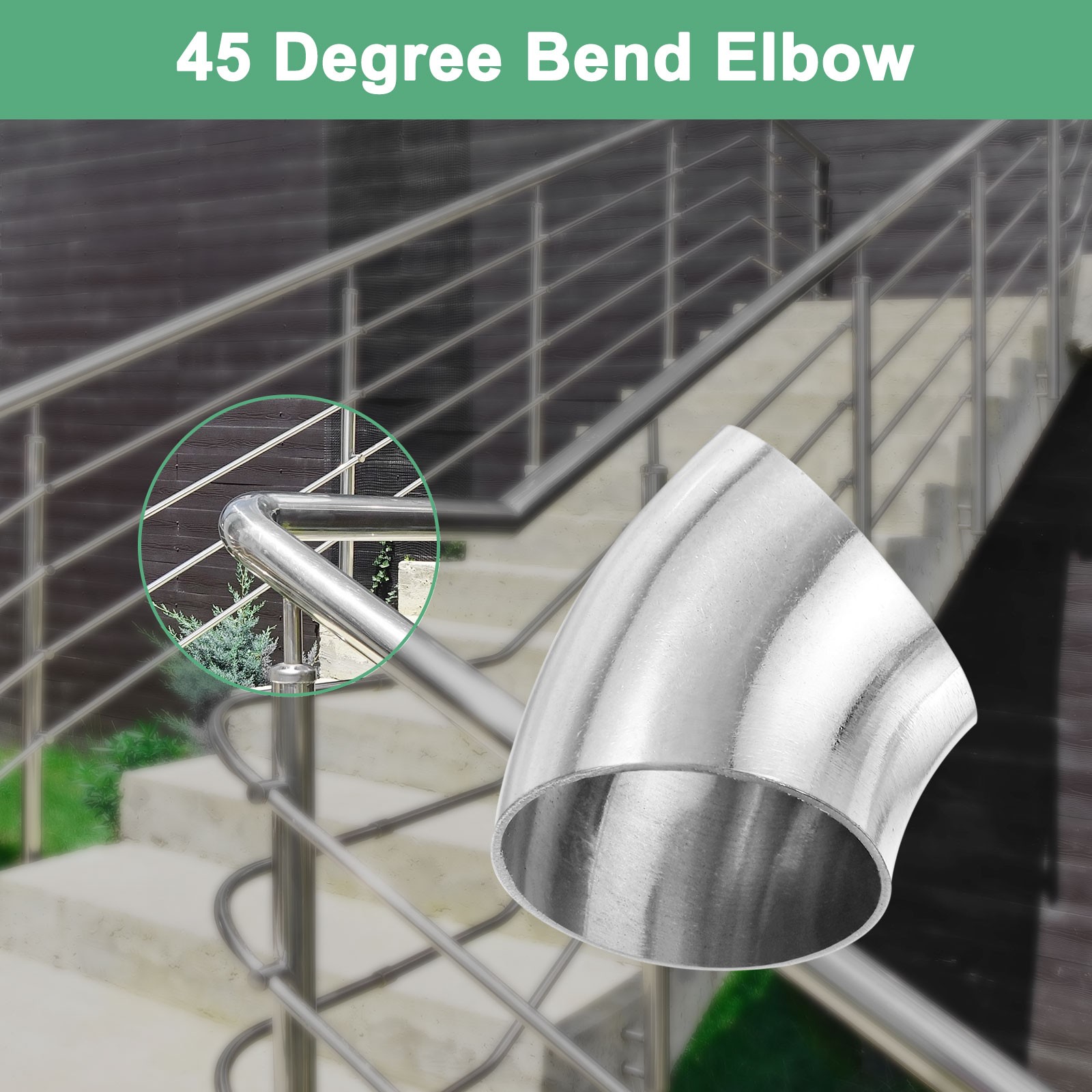 4-Pack OD 1.5 Inch 45 Degree Mandrel Bend Elbow, Thicken 1.5 mm Height 48 mm