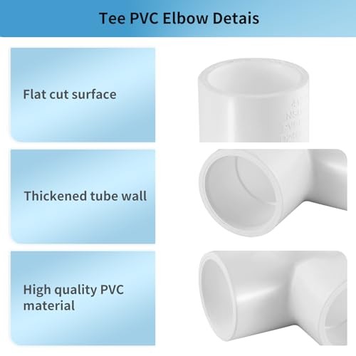 LESSO 10Pack PVC Pipe,1/2″ Tee Elbow 3-Way Fittings 1/2 Inch 3-Way Elbow