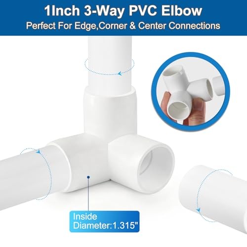 1 Inch 3 Way PVC Pipe Fitting,PVC Elbow Corner Side Outlet 1Inch 10 3-Way Elbow
