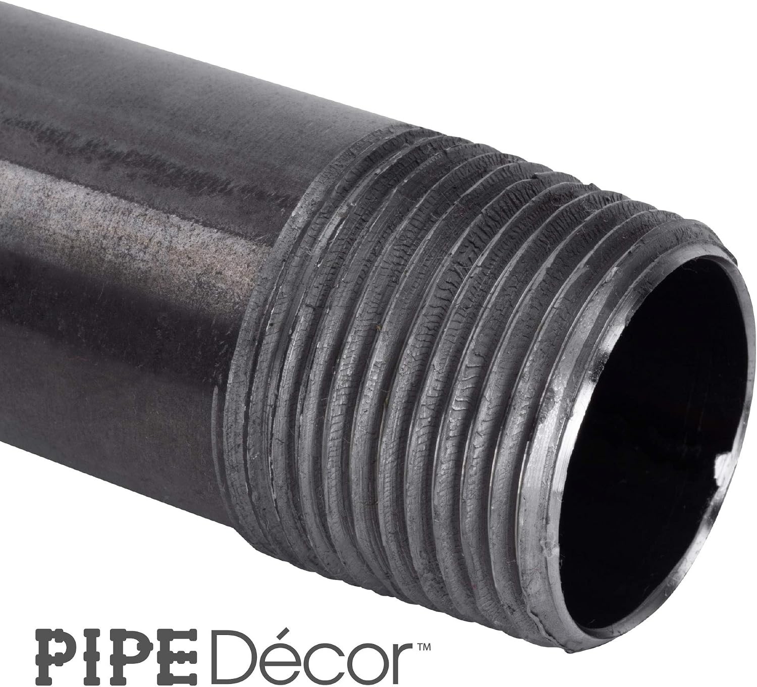 PIPE DÉCOR 1/2” x 36” Malleable Cast Iron Pipe Nipple, Pre Cut Connectors