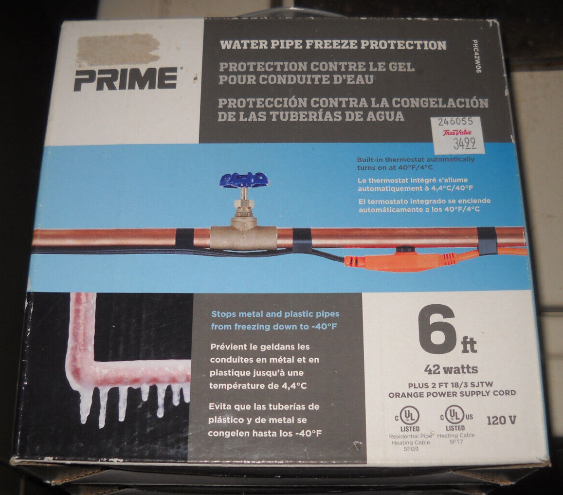 PRIME WATER PIPE FREEZE PROTECTION NEW IN BOX! 6 FOOT 42 WATTS