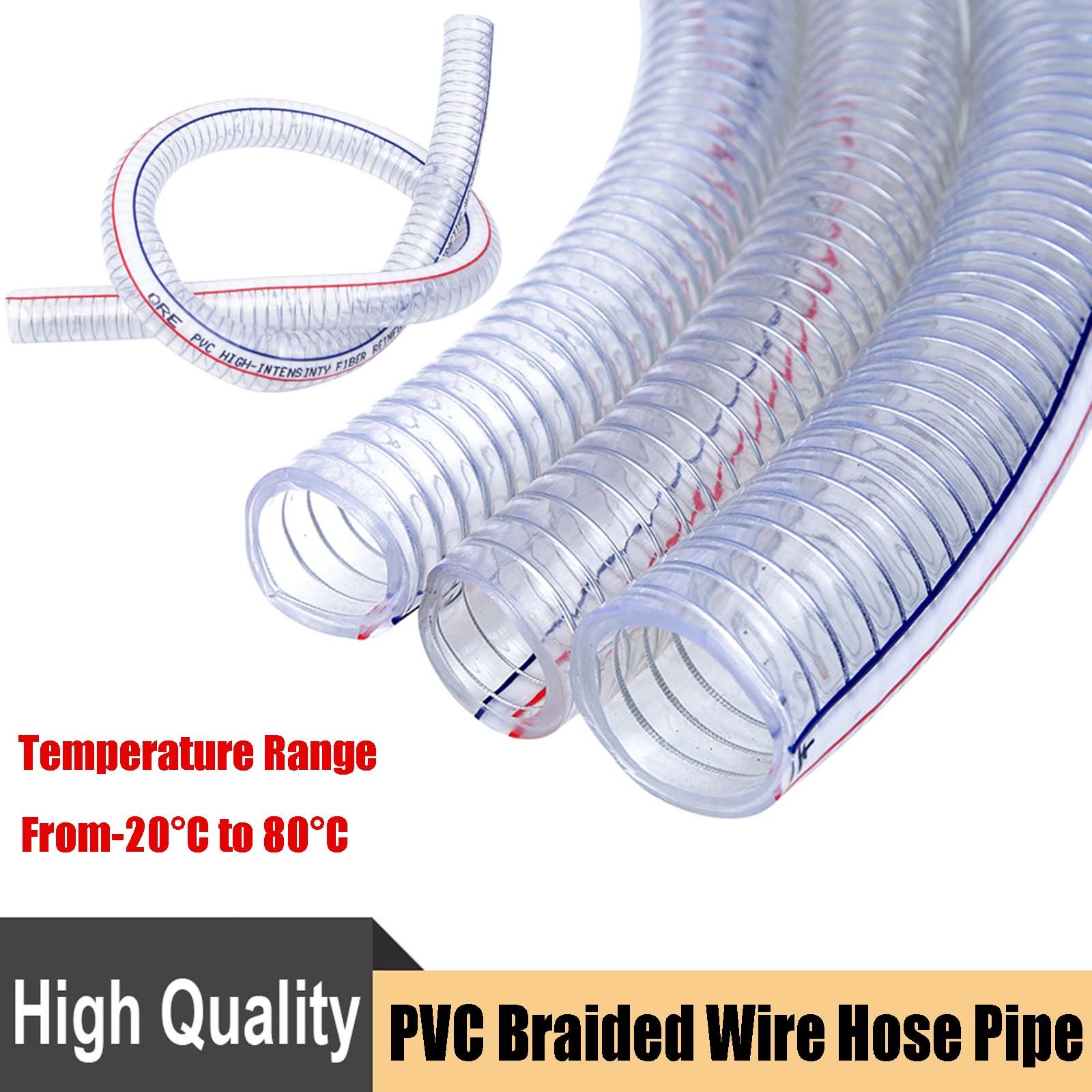 Heavy Duty Braided Wire Reinforced Clear Flexible PVC Hose Pipe – Water Air Fuel