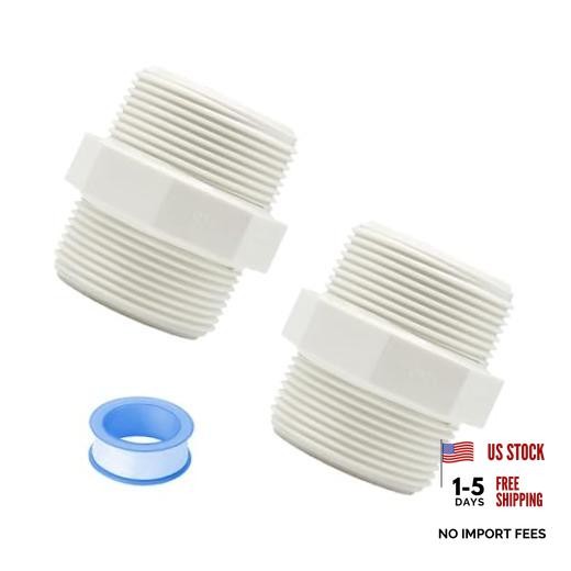 2PCS 2″ PVC Pipe Fitting Hex Nipple G2 Male X G2 Male Coupling G2 x G2 2pcs