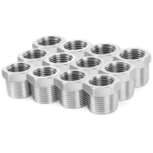 304 Stainless Steel Pipe Fitting, Reducer Hex 1/2″ MNPT x 1/8″ FNPT PACK OF 12