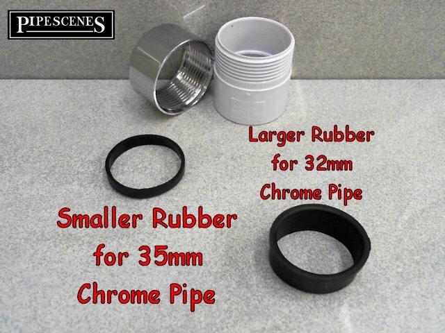 Chrome Waste Pipe 32mm 35mm to Plastic Adaptor Coupling with Chrome Wall Shroud