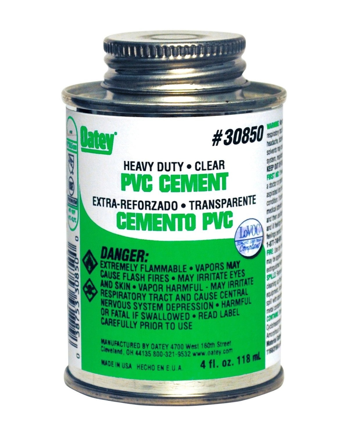 NEW OATEY 30850 FRESH CAN 4OZ HEAVY DUTY CLEAR PVC PIPE GLUE CEMENT 6597744