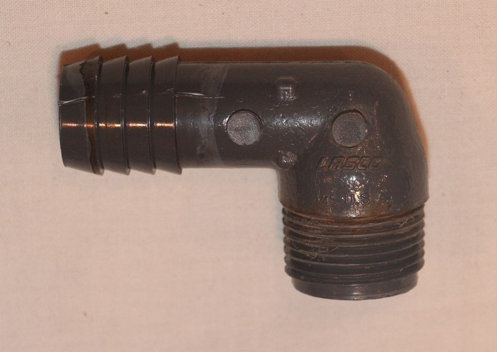 LASCO 3/4″ BARB TO 3/4″ MPT MALE THREADS 90 ELBOW CONNECTOR FITTING