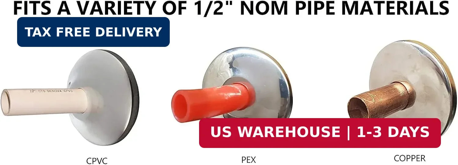 1/2″ Chrome Plated Steel Escutcheon Flange Cover with Sure Grip for 1/2″ Copper,