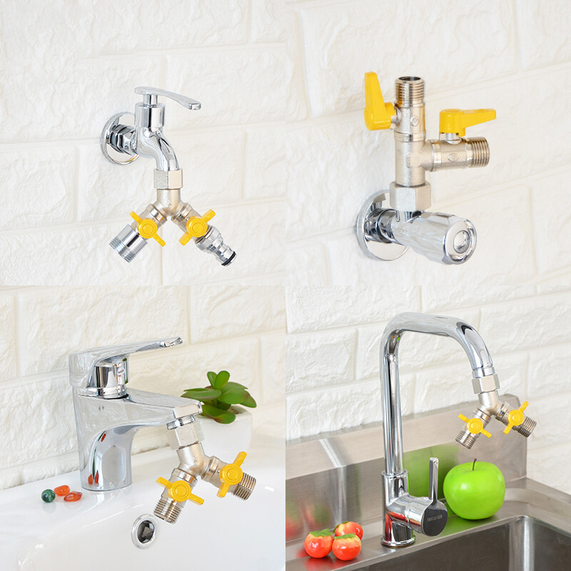 2-Way Faucet Water Distributor Y / T-Shape 1 In 2 Out Faucets Valve 1/2″ 3/4″BSP