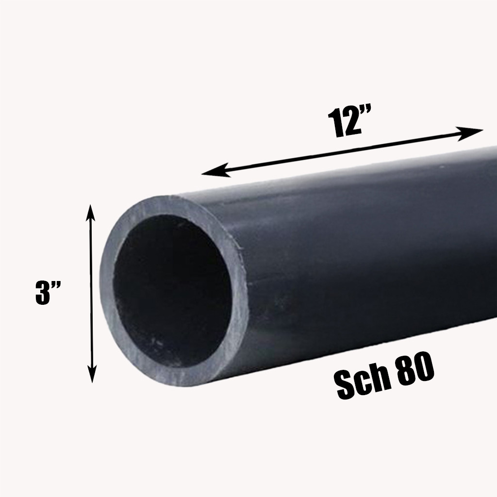 3″ Schedule 80 PVC Pipe | Gray | Custom Cut Lengths 12″-96″ | Pressure Rated