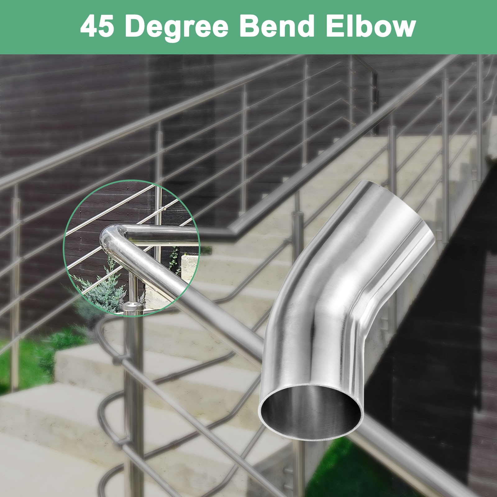 OD 2.5 Inch 45 Degree Mandrel Bend Elbow, Thicken 2 mm Height 160 mm