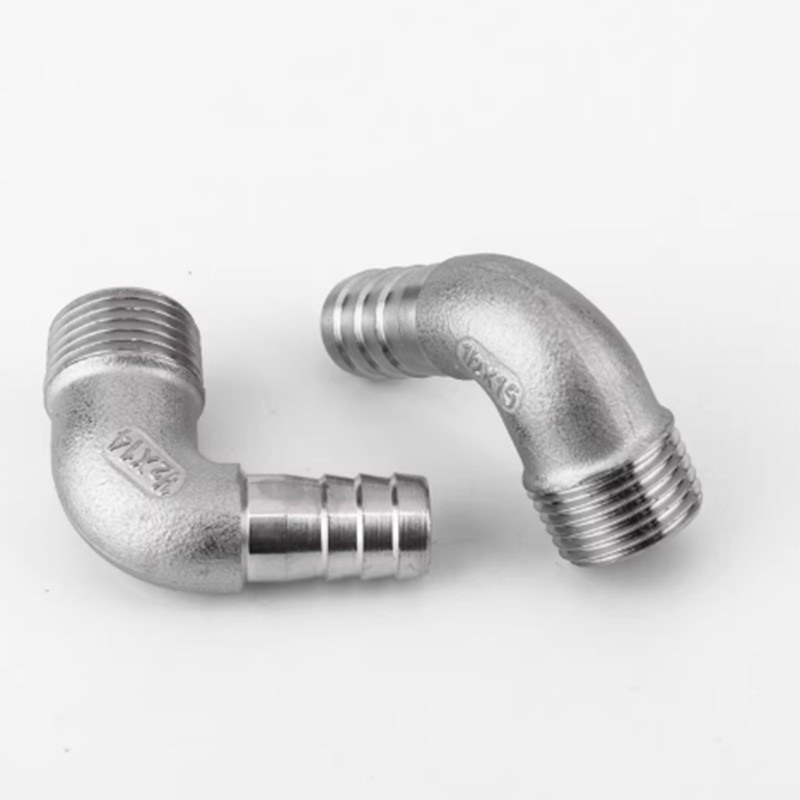 BSP 304 Stainless Steel Hose Tail Elbow 90°Male Thread Barb Connector 1/4″ to 2″