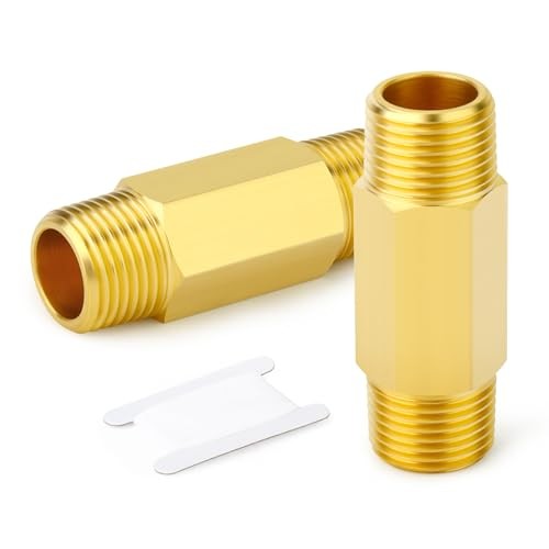 Brass Long Nipple, 3/8 NPT brass nipple, 2″ 3/8″MNPT 2Pcs 2″(50mm)Length