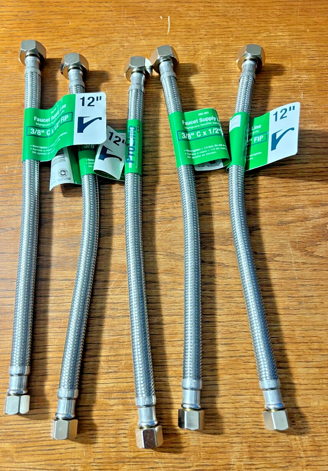 BK Products ProLine 3/8in. T X 1/2in. D FIP 12in. Braided Stainless Lot of 5