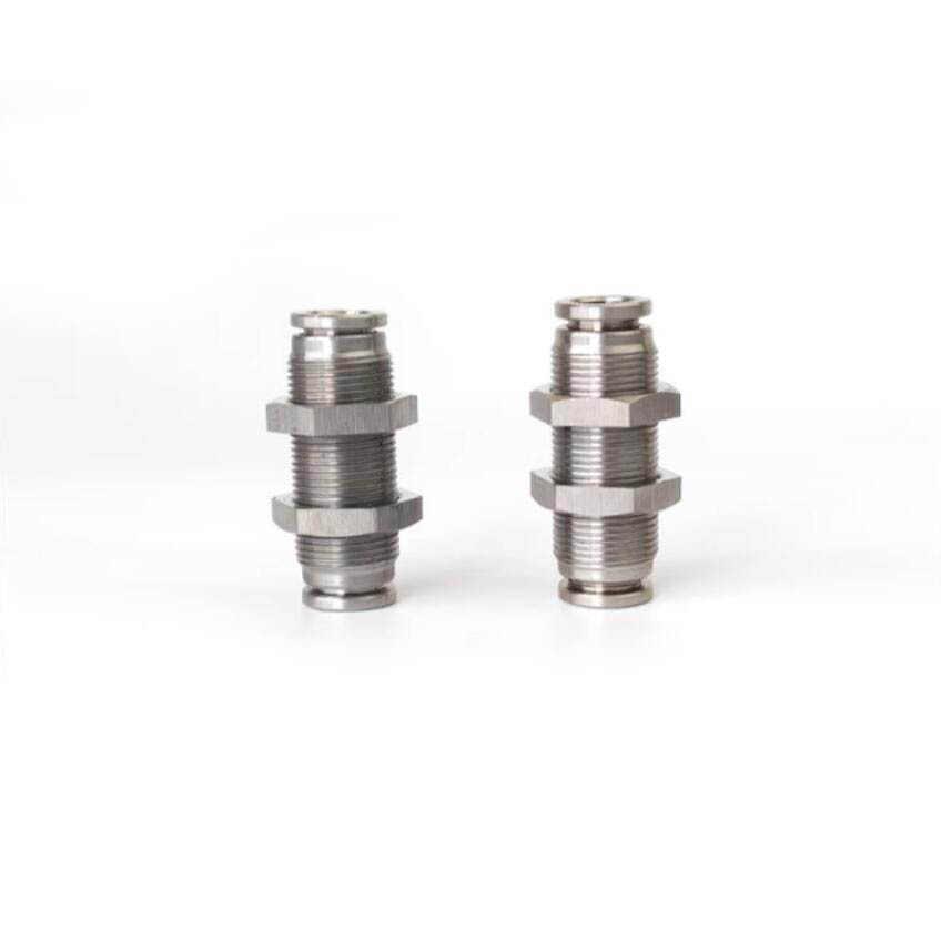 Nickel Plated / Stainless Steel Pneumatic PM Bulkhead Connector Push-in Fitting