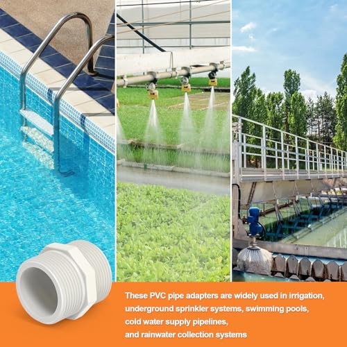 10Pcs 1-1/2″ PVC Pipe Fittings Nipple, G1-1/2 Male X G1-1/2 Male 1-1/2″,10Pcs