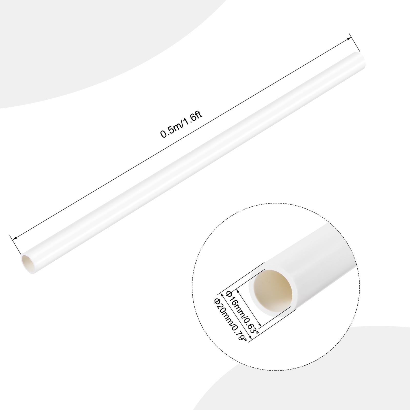 PVC rigid round tube 16mm ID 20mm OD 500mm white high impact