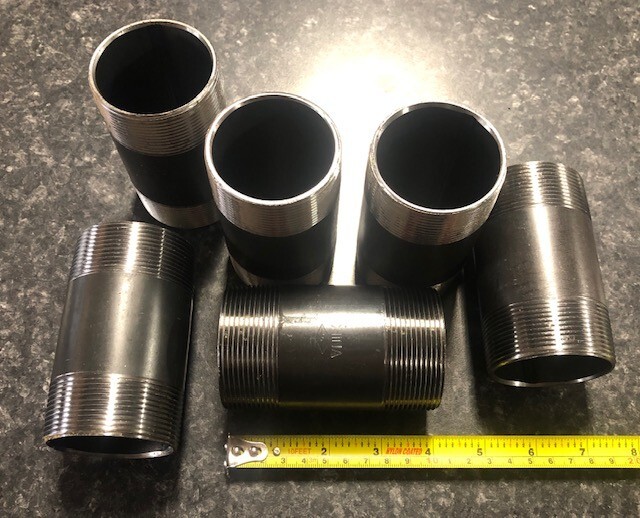 6 pc 2″ Diameter NPT Black Pipe x 4″ Long Pipe Nipple Schedule 40 NEW