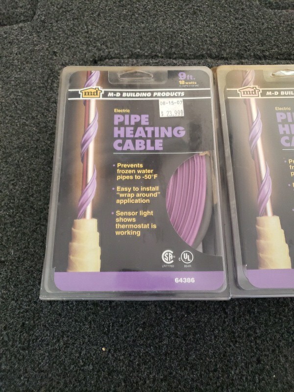 New (2) Pack WRAP-ON 64386 PIPE HEATING CABLE 9-FT 18 WATTS To -50° F New