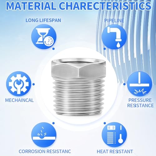 304 Stainless Steel Pipe Fitting, Reducer Hex Bushing 1/2″ MNPT x 1/4″ FNPT 6