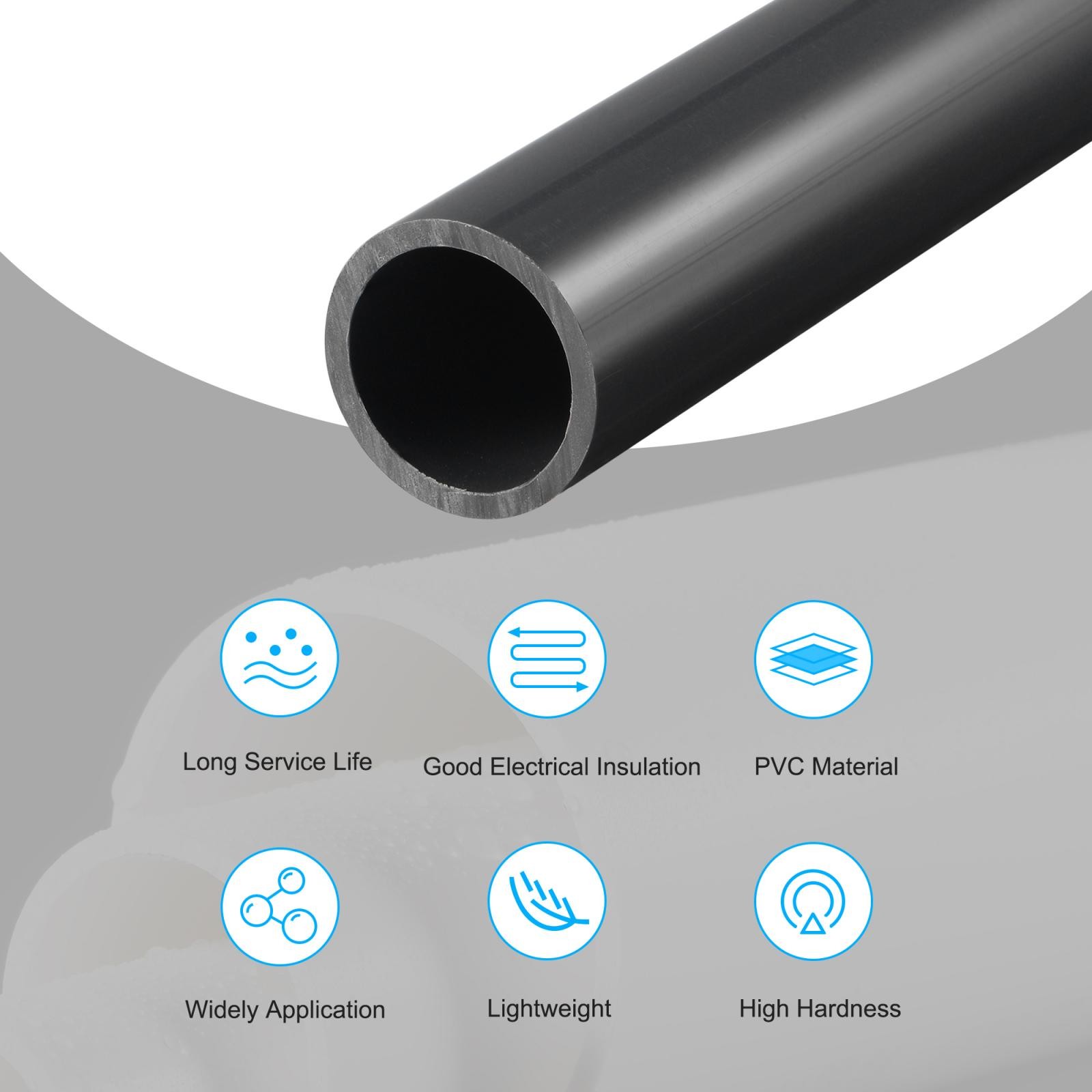 PVC Pipe 21mm ID x 25mm OD 0.5m Rigid Water Pipe Drain Pipe Black